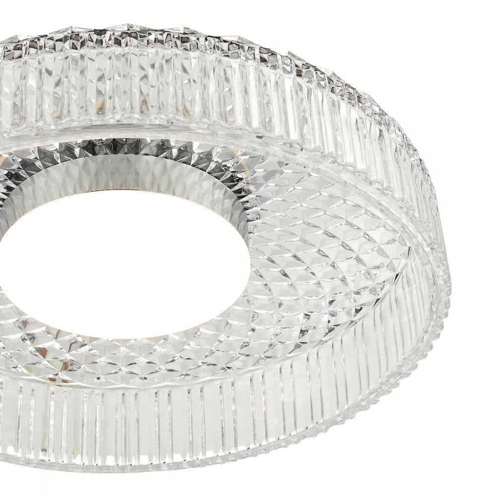 Dar LEE5208 Leena Flush Polished Chrome and Ribbed Glass LED