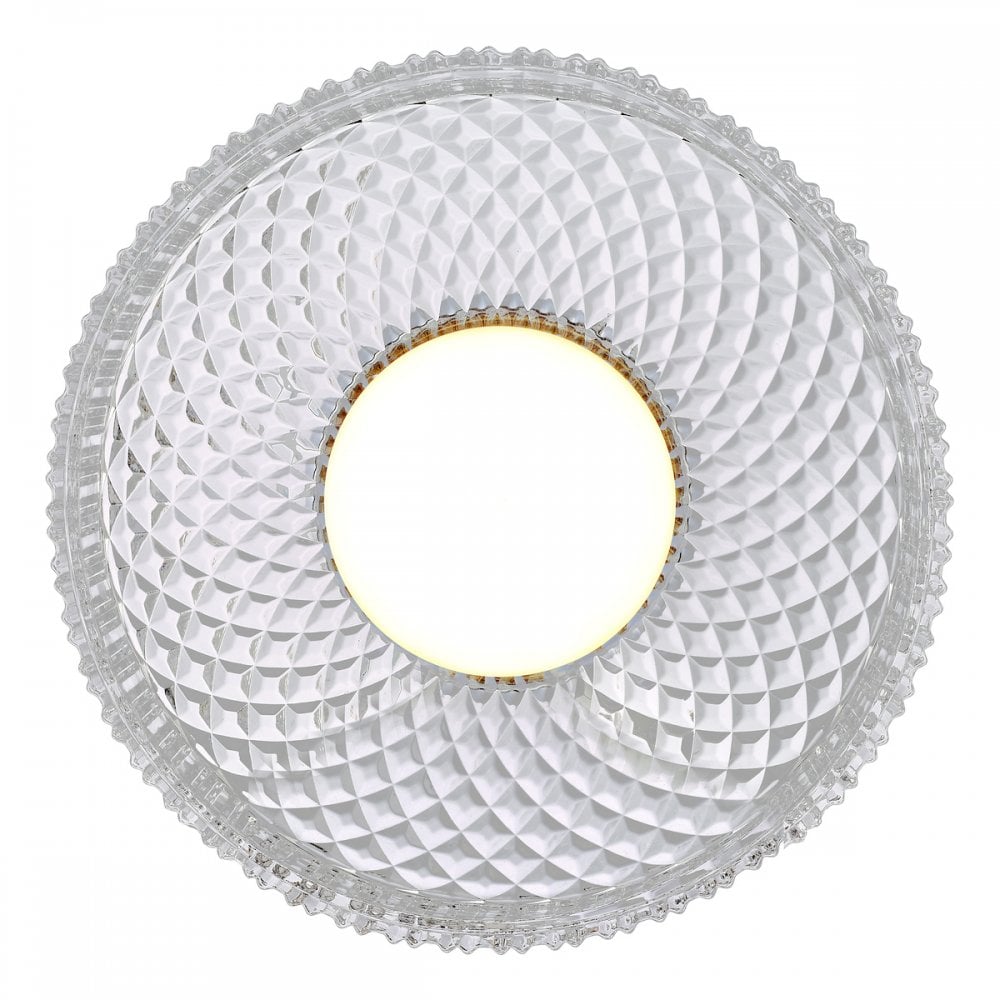 Dar LEE5208 Leena Flush Polished Chrome and Ribbed Glass LED