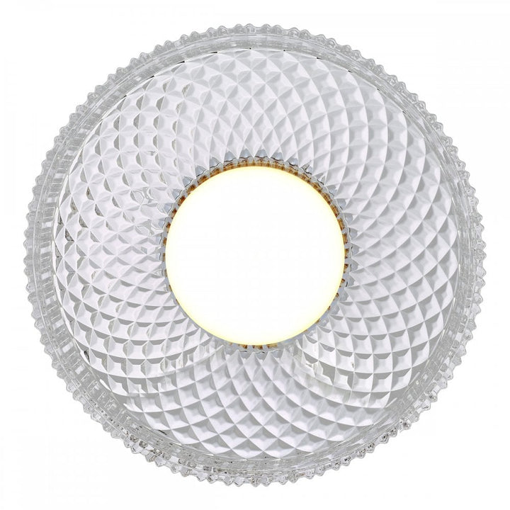 Dar LEE5208 Leena Flush Polished Chrome and Ribbed Glass LED