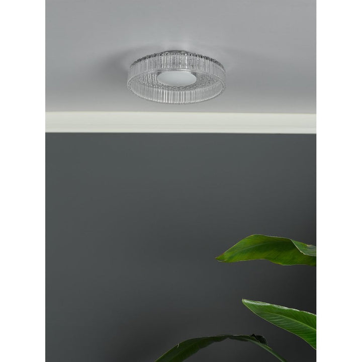 Dar LEE5208 Leena Flush Polished Chrome and Ribbed Glass LED