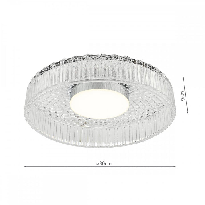 Dar LEE5208 Leena Flush Polished Chrome and Ribbed Glass LED