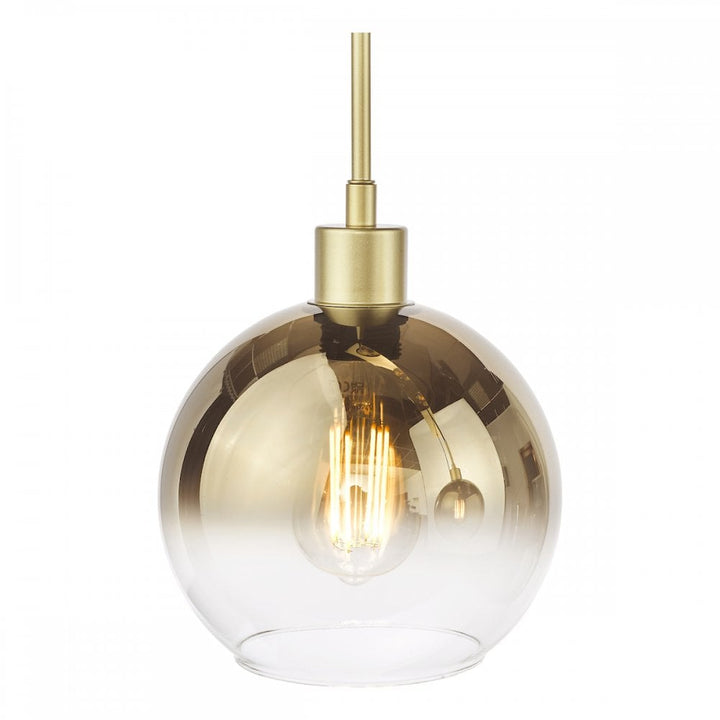 Dar LYC0335 Lycia 3 Light Bar Pendant Satin Gold and Gold Ombre Glass