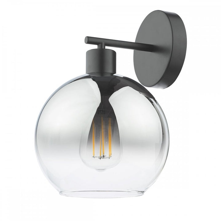 Dar LYC0722 Lycia Wall Light Matt Black and Smoked Ombre Glass