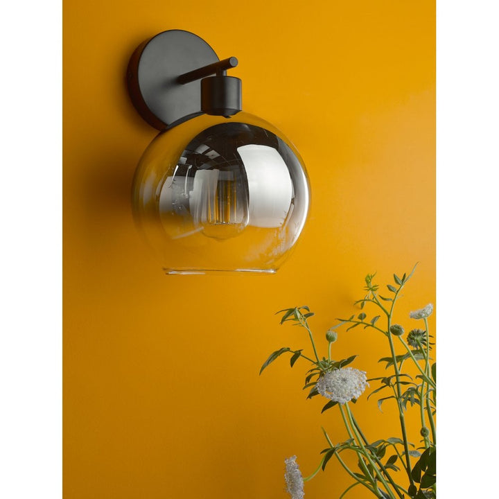 Dar LYC0722 Lycia Wall Light Matt Black and Smoked Ombre Glass