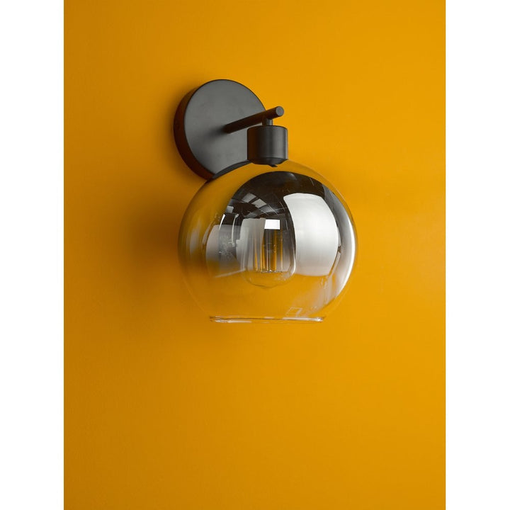 Dar LYC0722 Lycia Wall Light Matt Black and Smoked Ombre Glass