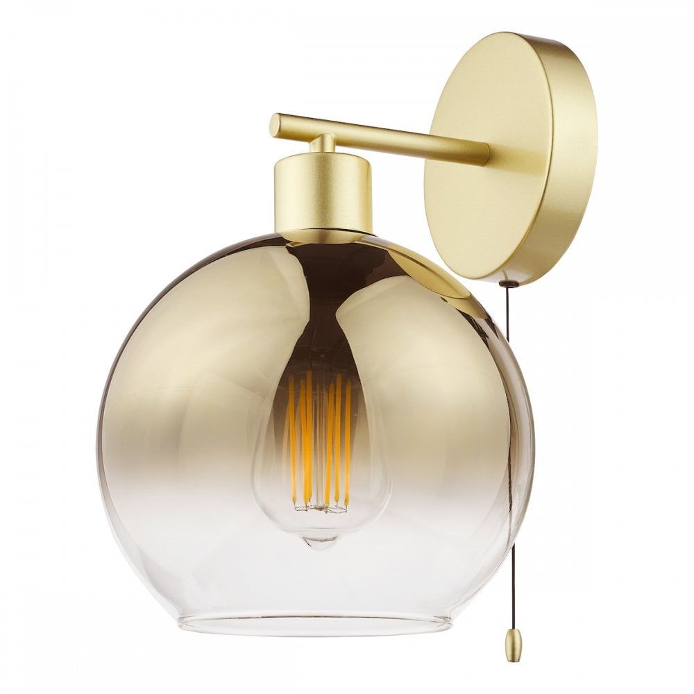 Dar LYC0735 Lycia Wall Light Satin Gold and Gold Ombre Glass