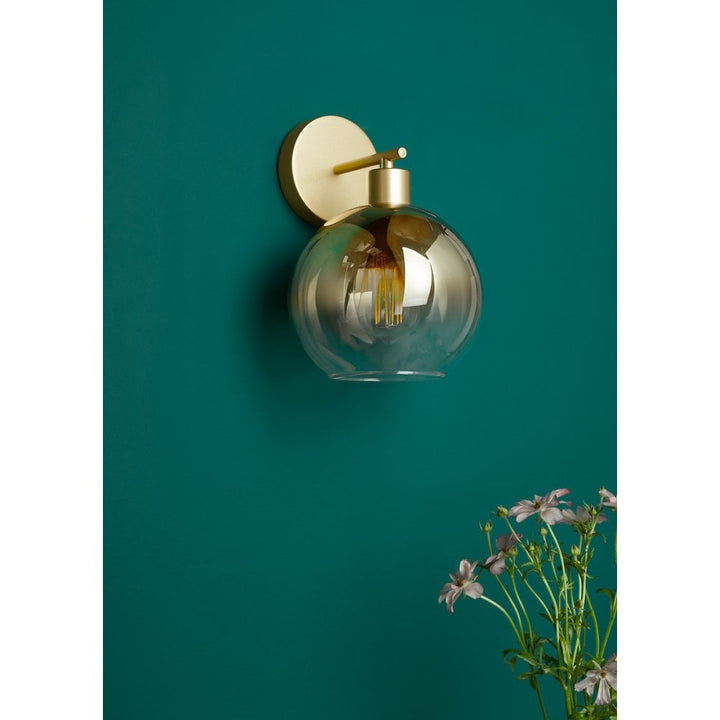 Dar LYC0735 Lycia Wall Light Satin Gold and Gold Ombre Glass