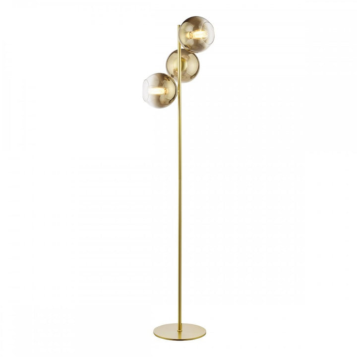 Dar LYC4935 Lycia 3 Light Floor Lamp Satin Gold and Gold Ombre Glass