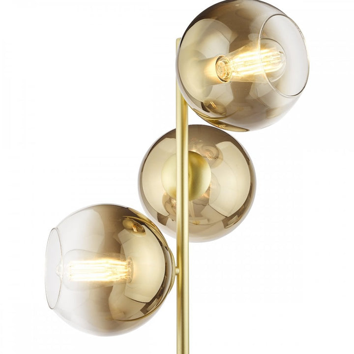 Dar LYC4935 Lycia 3 Light Floor Lamp Satin Gold and Gold Ombre Glass