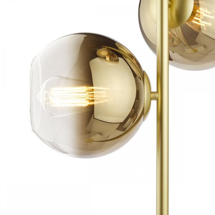 Dar LYC4935 Lycia 3 Light Floor Lamp Satin Gold and Gold Ombre Glass