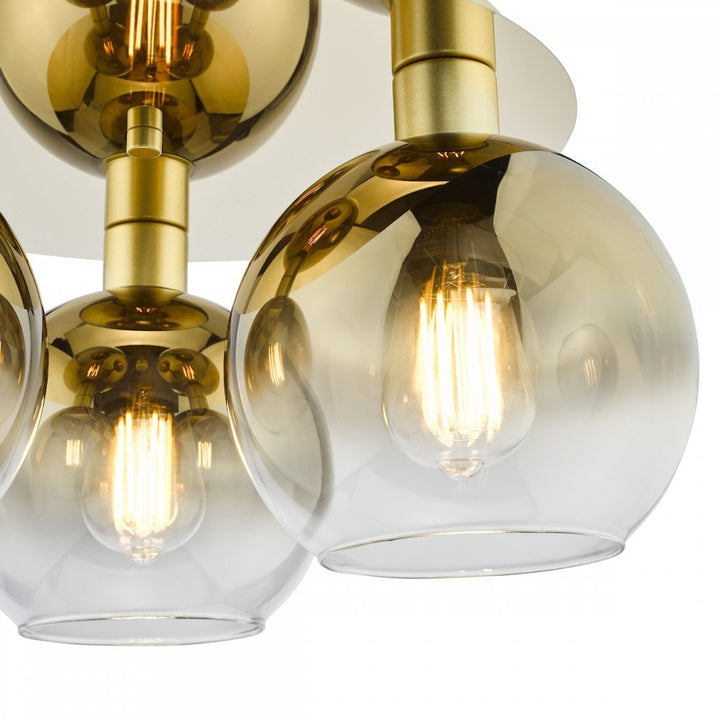 Dar LYC5335 Lycia 3 Light Flush Satin Gold and Gold Ombre Glass