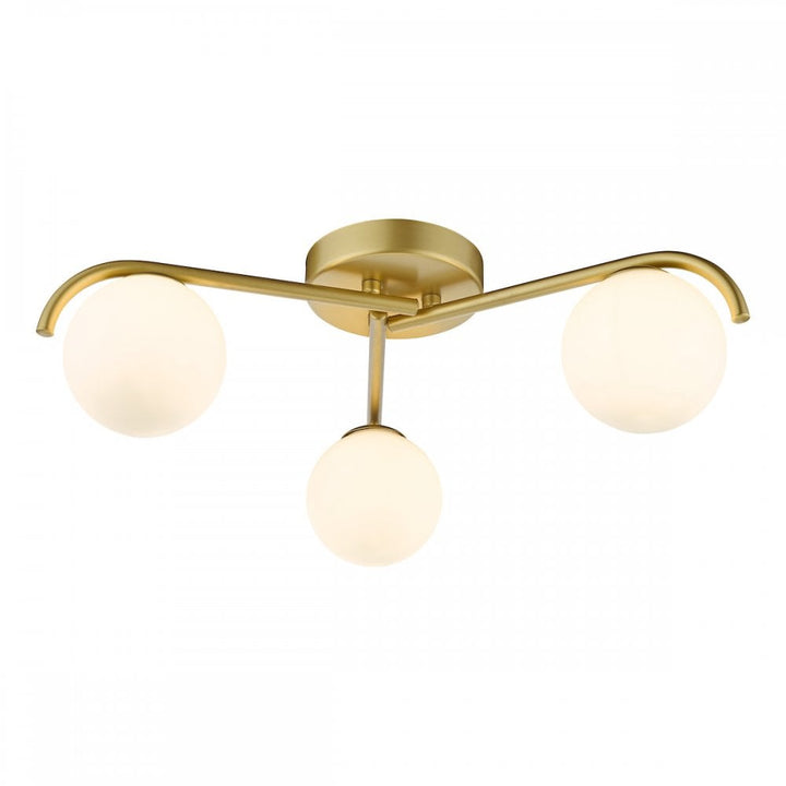 Dar ORL5335 Orlena 3 Light Flush Satin Gold and Opal Glass