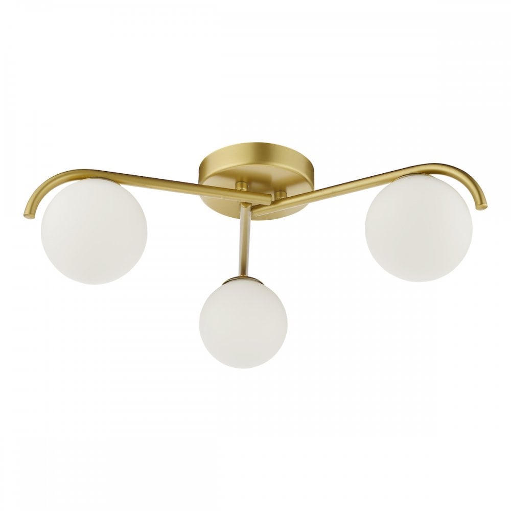 Dar ORL5335 Orlena 3 Light Flush Satin Gold and Opal Glass