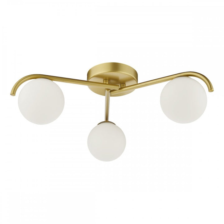 Dar ORL5335 Orlena 3 Light Flush Satin Gold and Opal Glass