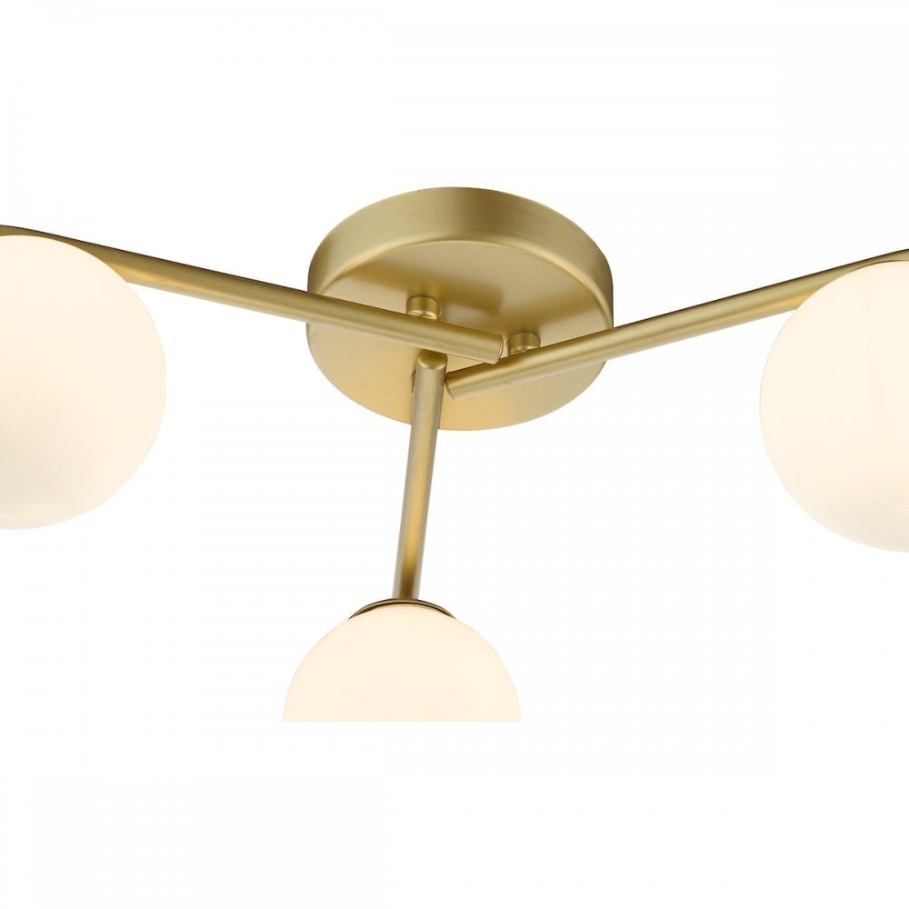 Dar ORL5335 Orlena 3 Light Flush Satin Gold and Opal Glass