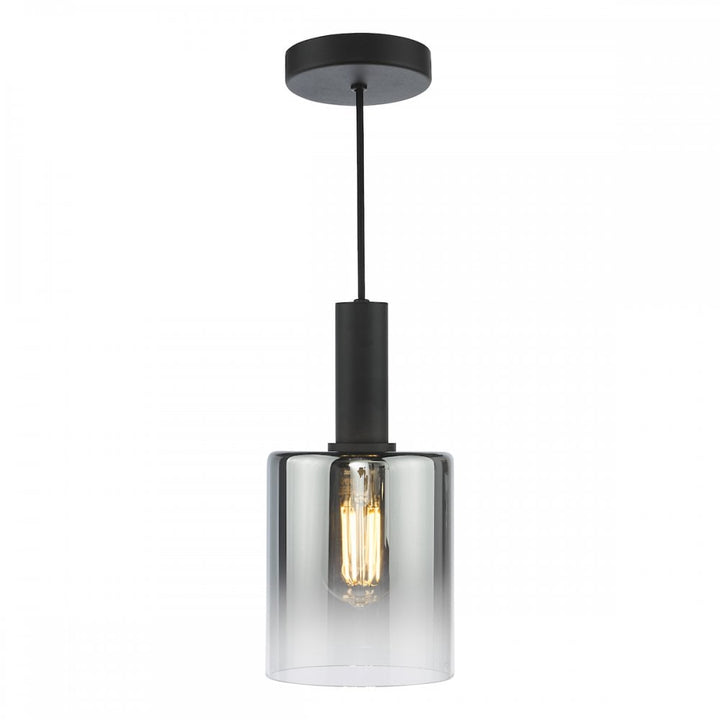 Dar SAV8622 Savannah Pendant Matt Black and Smoked Glass