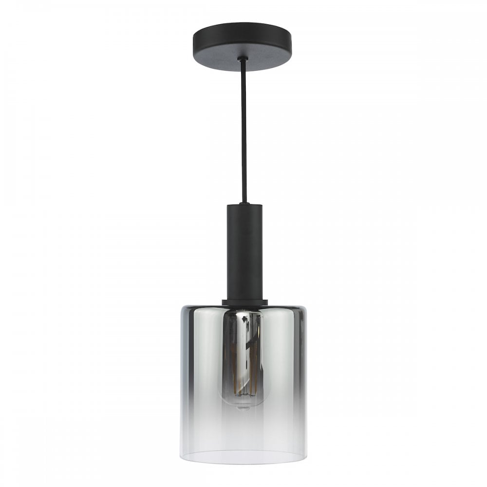 Dar SAV8622 Savannah Pendant Matt Black and Smoked Glass