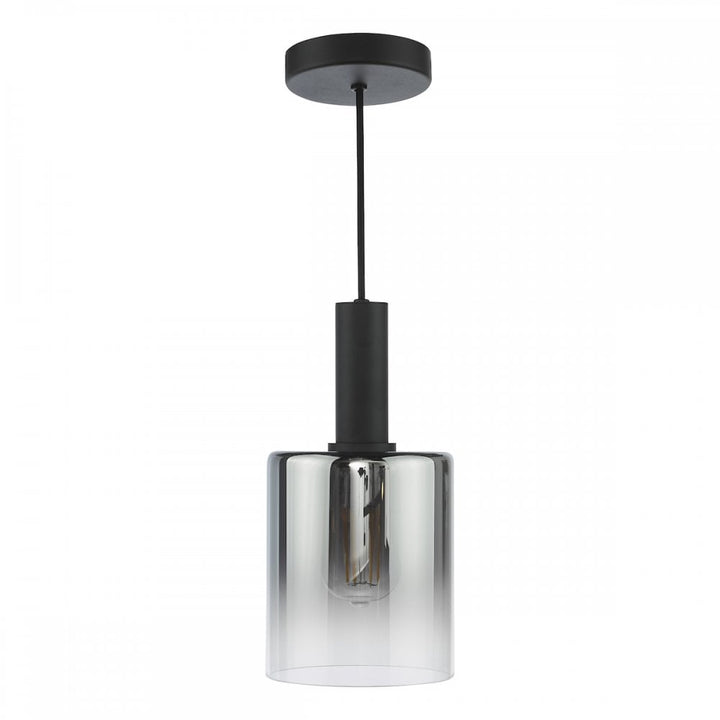 Dar SAV8622 Savannah Pendant Matt Black and Smoked Glass