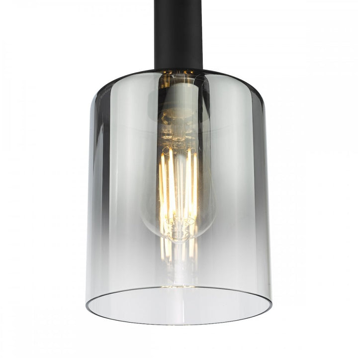 Dar SAV8622 Savannah Pendant Matt Black and Smoked Glass