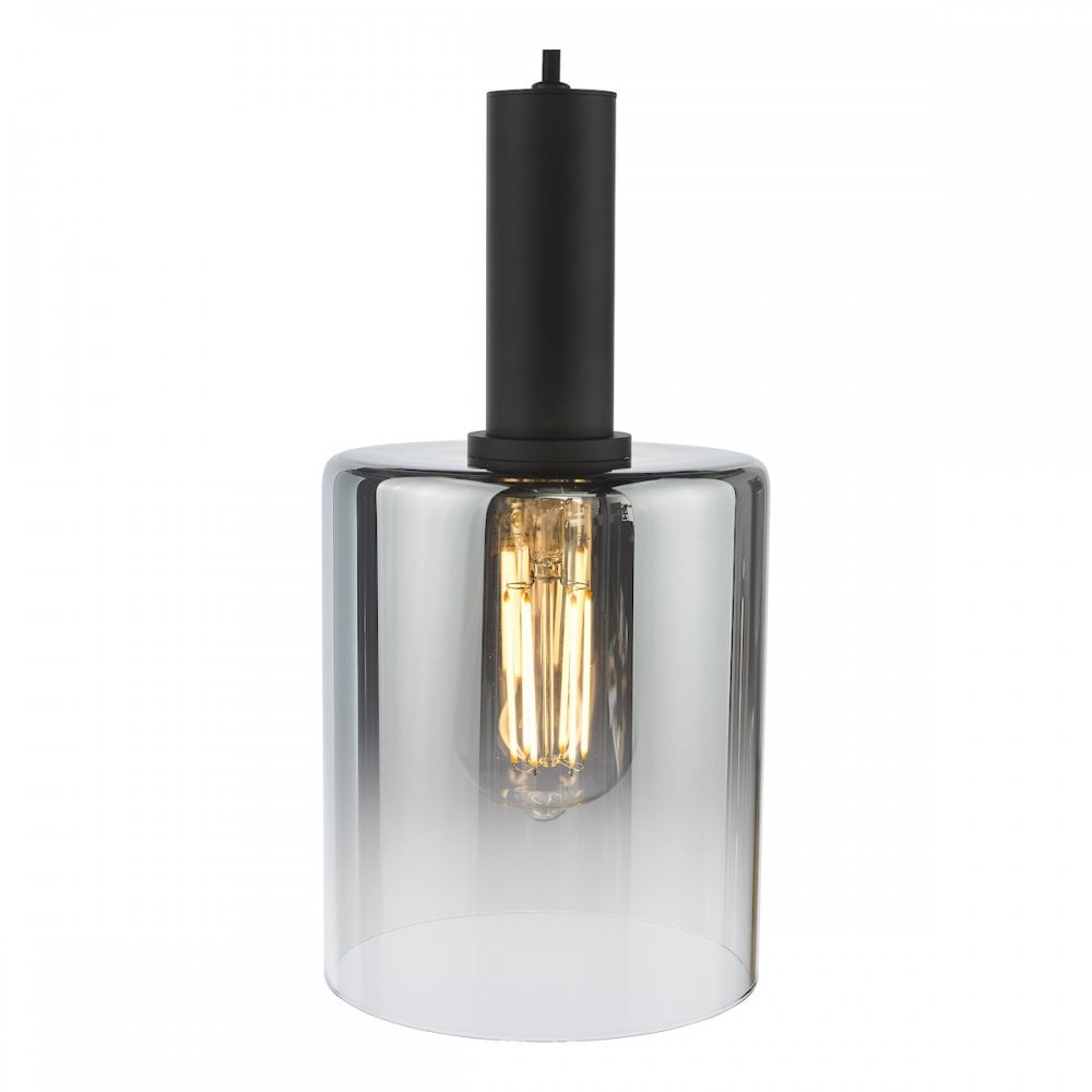 Dar SAV8622 Savannah Pendant Matt Black and Smoked Glass