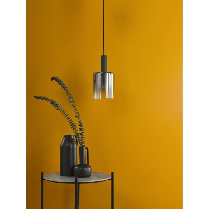 Dar SAV8622 Savannah Pendant Matt Black and Smoked Glass