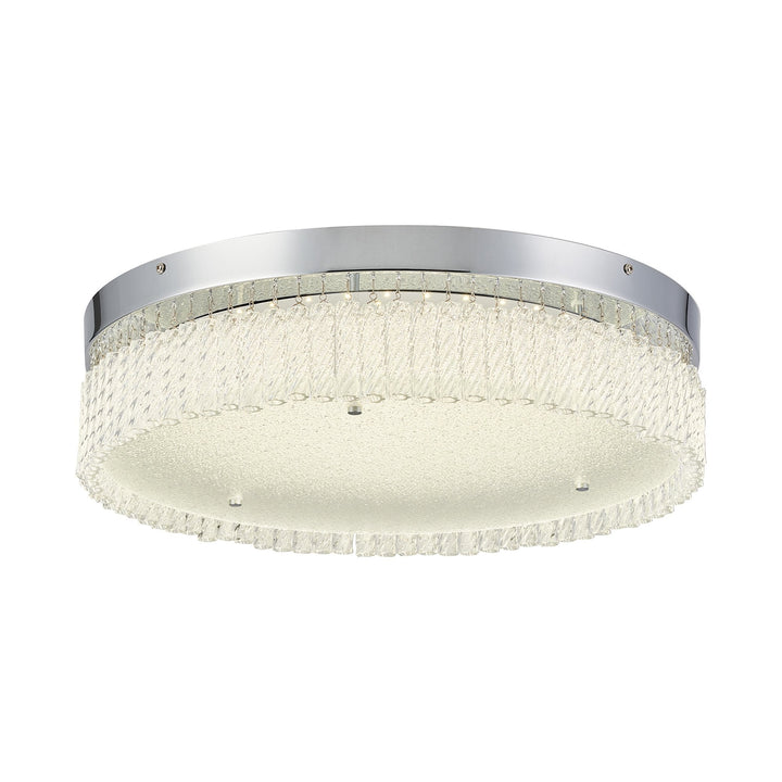 Diyas IL80056 Aiden 50cm Round Flush Ceiling 30W LED Polished Chrome/Glass