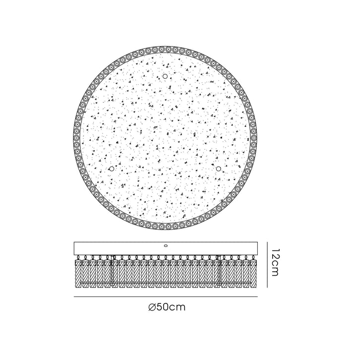 Diyas IL80056 Aiden 50cm Round Flush Ceiling 30W LED Polished Chrome/Glass