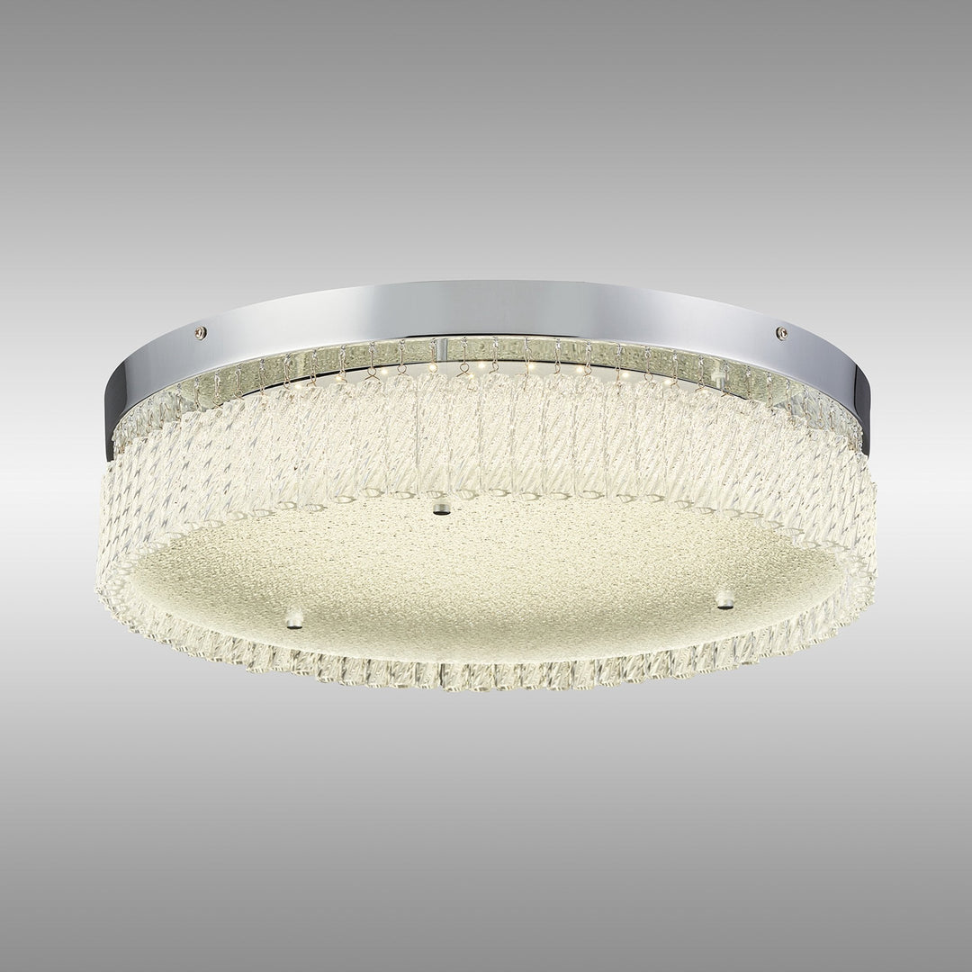 Diyas IL80056 Aiden 50cm Round Flush Ceiling 30W LED Polished Chrome/Glass