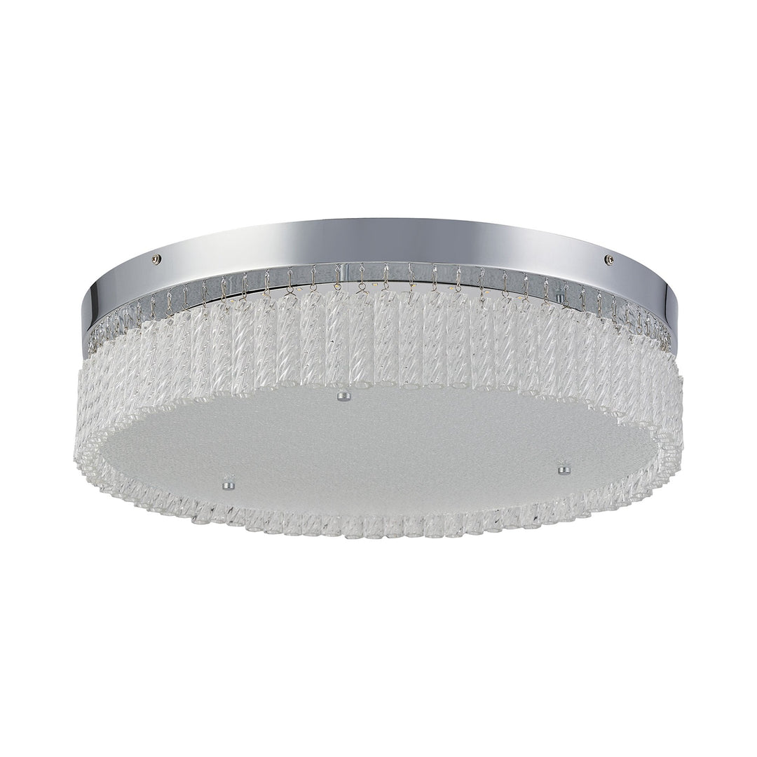 Diyas IL80056 Aiden 50cm Round Flush Ceiling 30W LED Polished Chrome/Glass