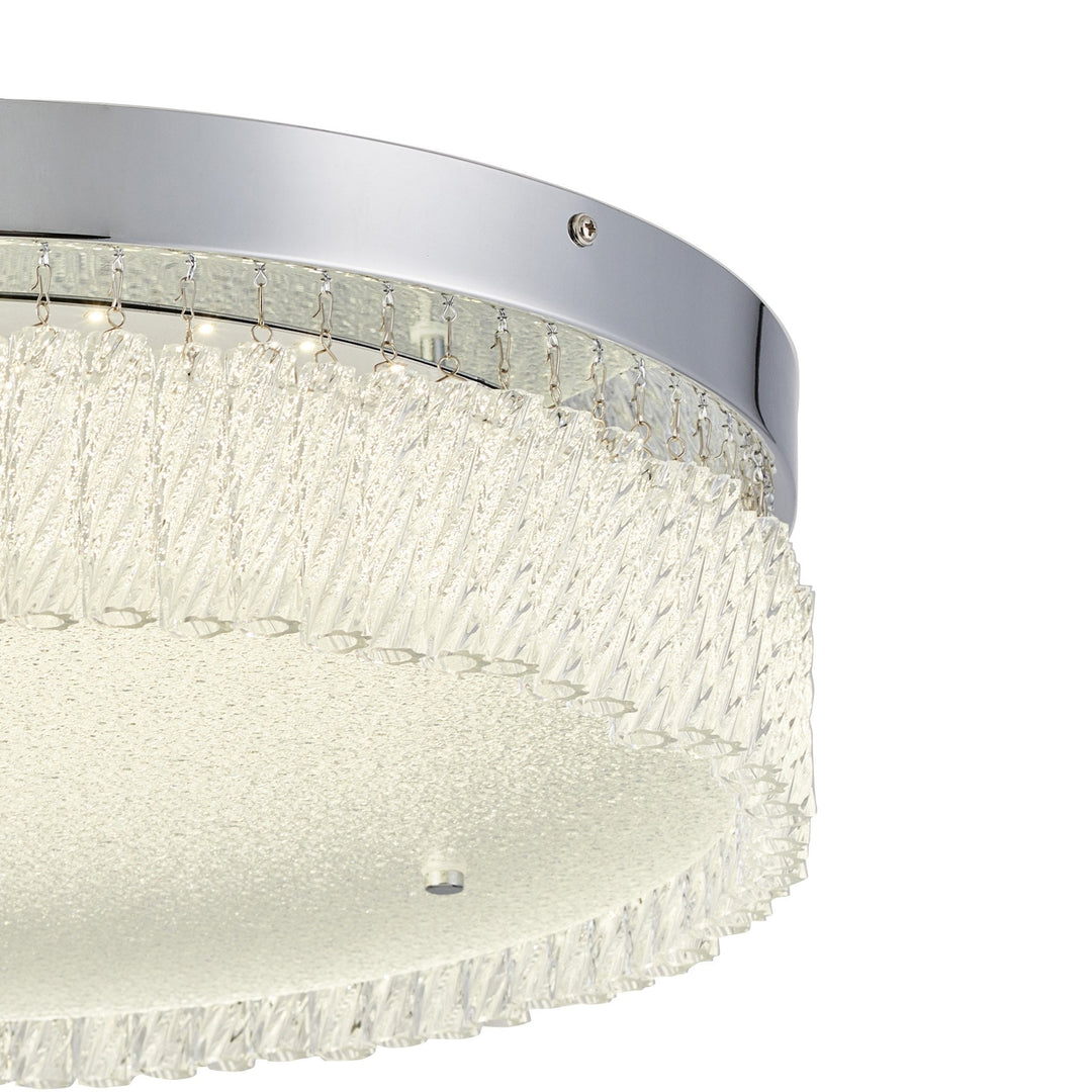 Diyas IL80056 Aiden 50cm Round Flush Ceiling 30W LED Polished Chrome/Glass