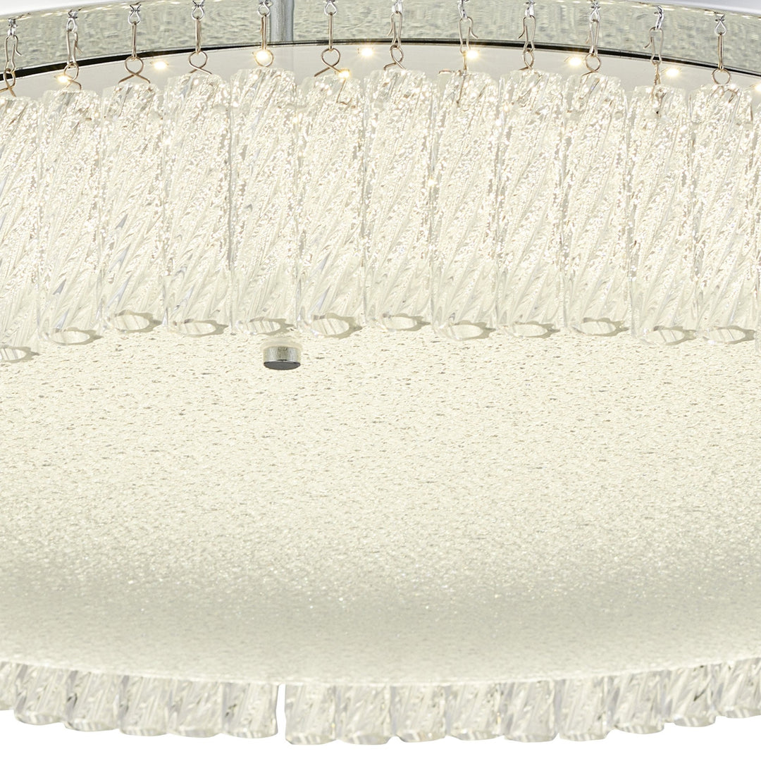 Diyas IL80056 Aiden 50cm Round Flush Ceiling 30W LED Polished Chrome/Glass