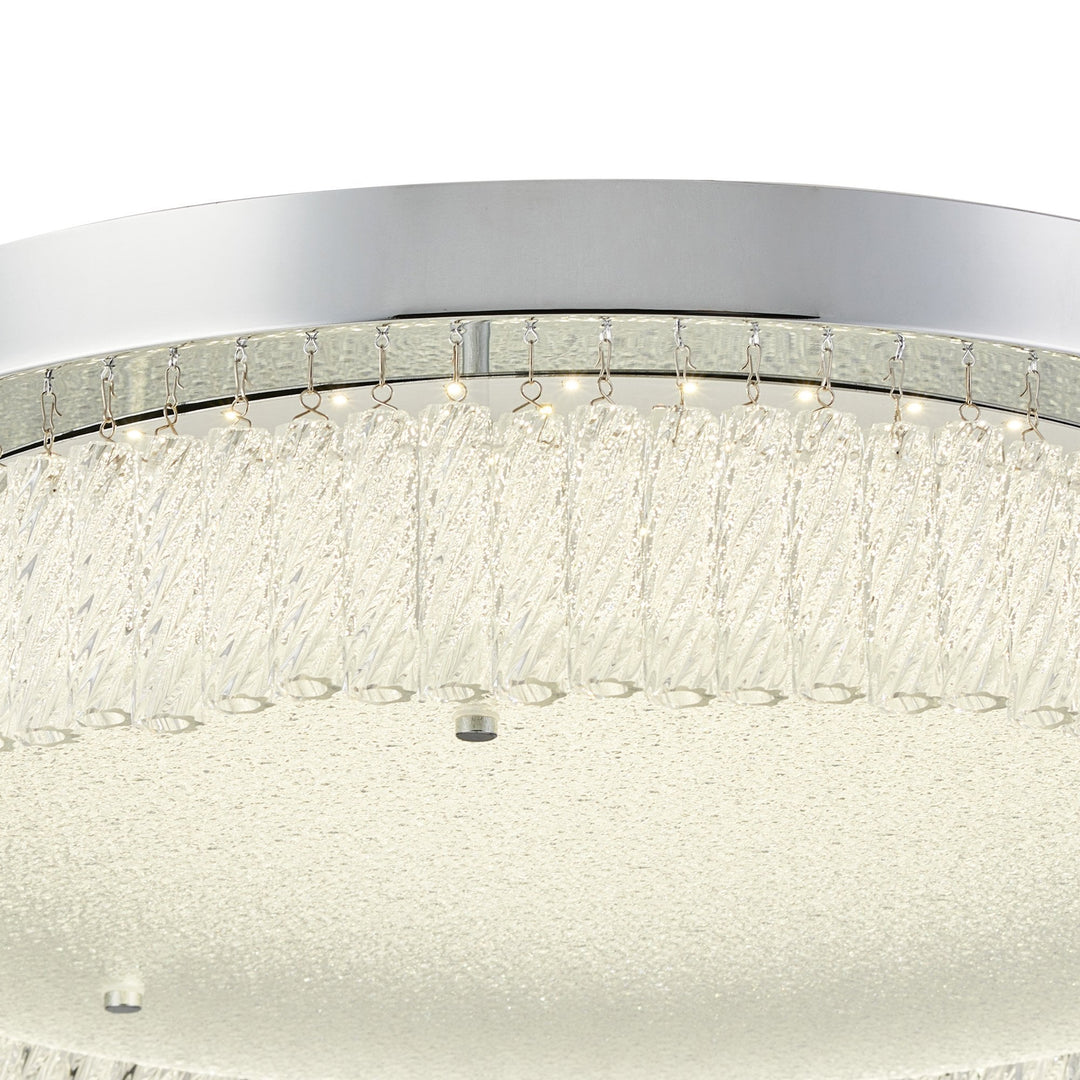 Diyas IL80056 Aiden 50cm Round Flush Ceiling 30W LED Polished Chrome/Glass