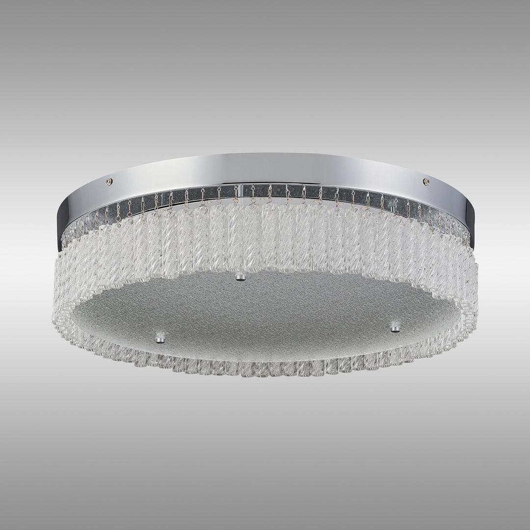 Diyas IL80056 Aiden 50cm Round Flush Ceiling 30W LED Polished Chrome/Glass