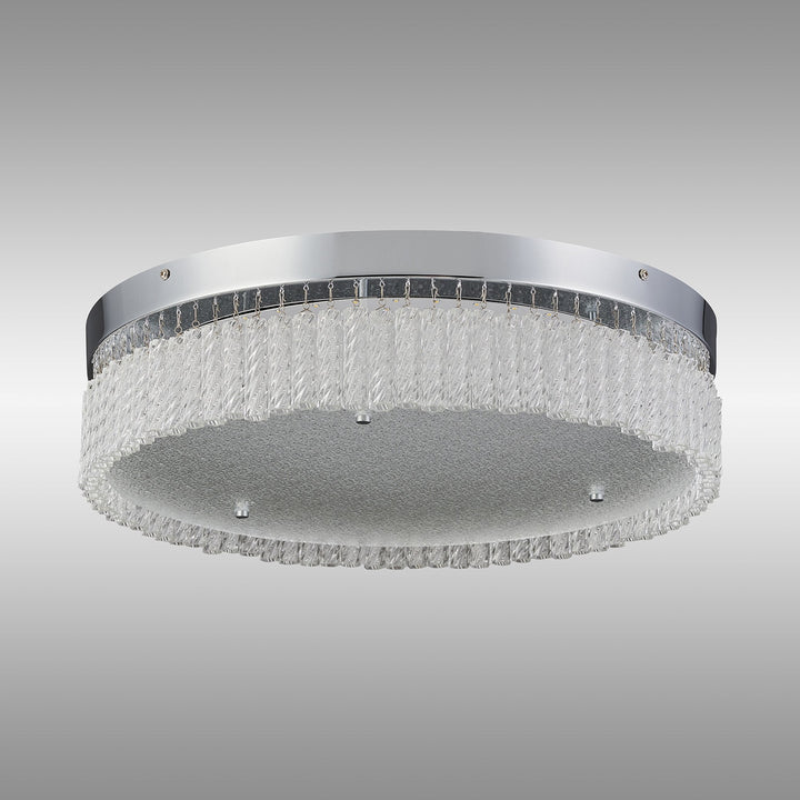 Diyas IL80056 Aiden 50cm Round Flush Ceiling 30W LED Polished Chrome/Glass