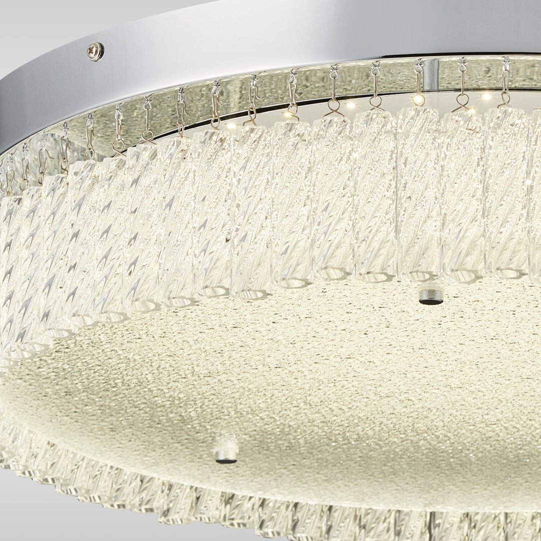 Diyas IL80056 Aiden 50cm Round Flush Ceiling 30W LED Polished Chrome/Glass