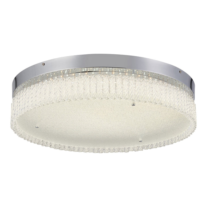 Diyas IL80057 Aiden 60cm Round Flush Ceiling 40W LED Remote Control Polished Chrome/Glass