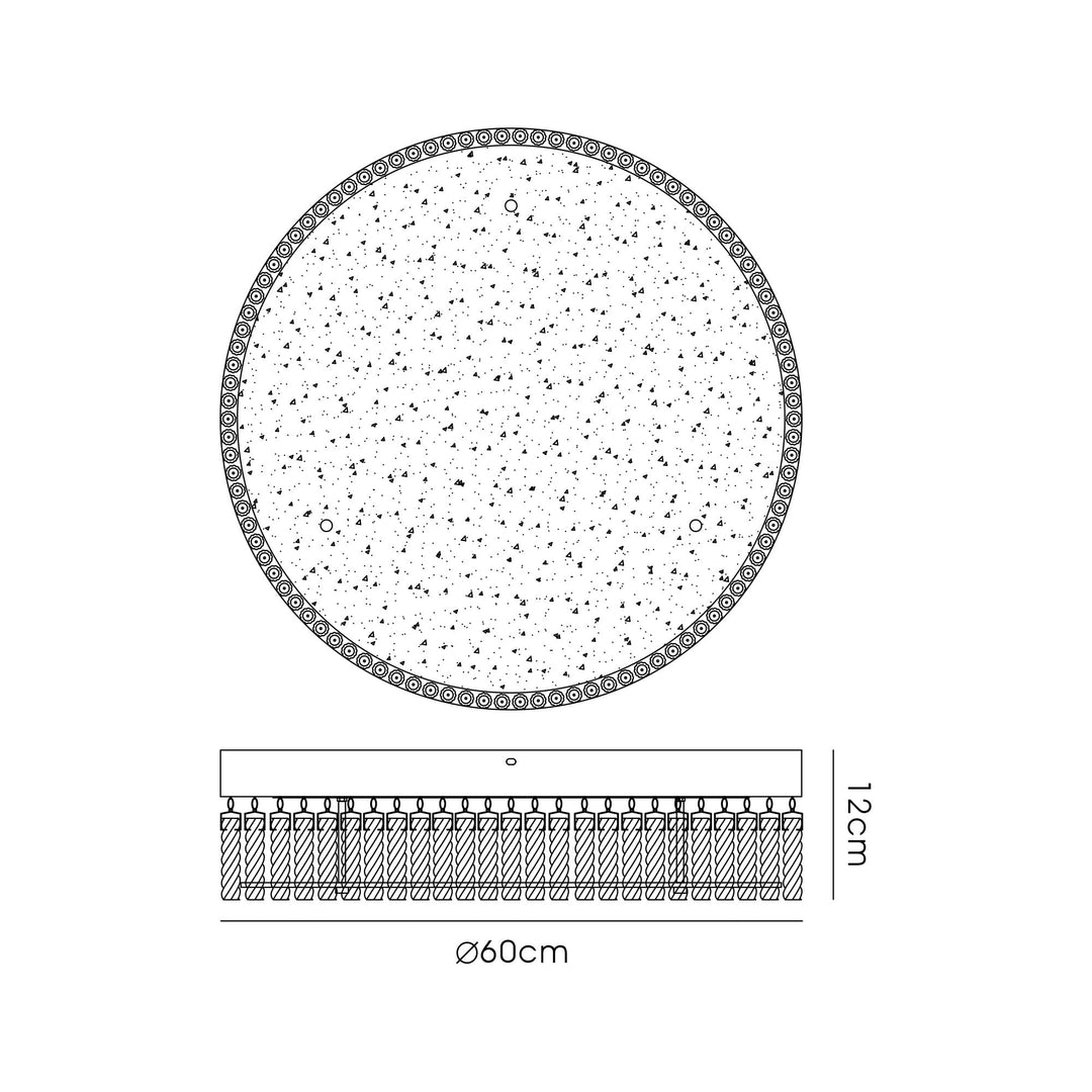 Diyas IL80057 Aiden 60cm Round Flush Ceiling 40W LED Remote Control Polished Chrome/Glass