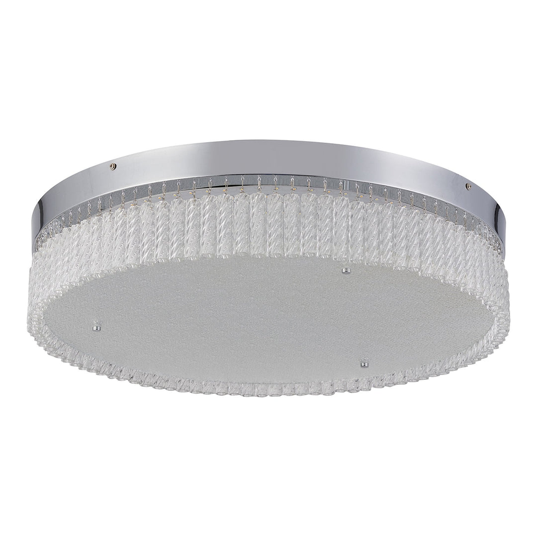 Diyas IL80057 Aiden 60cm Round Flush Ceiling 40W LED Remote Control Polished Chrome/Glass