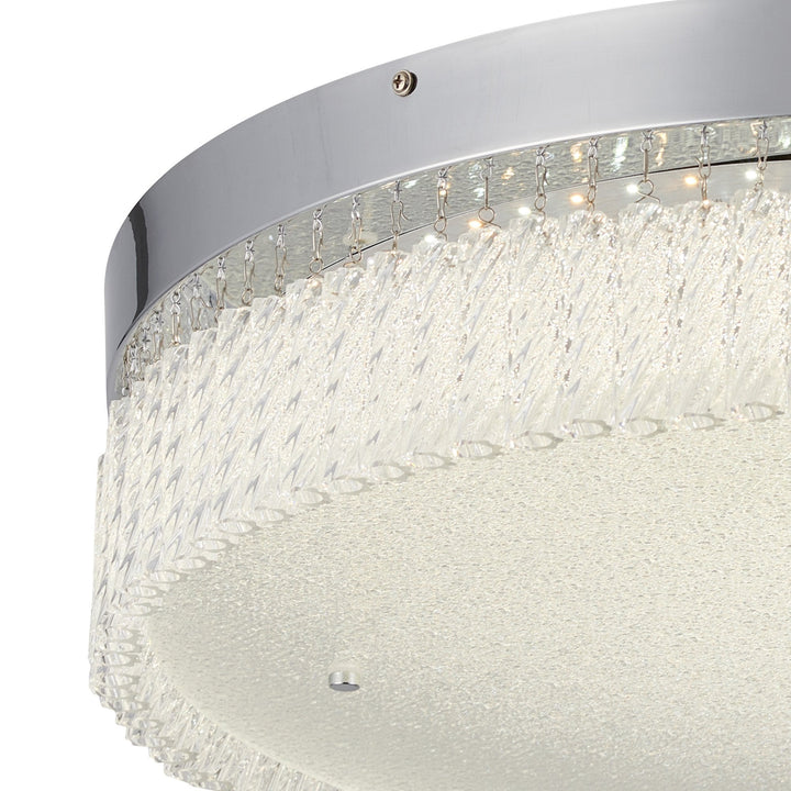 Diyas IL80057 Aiden 60cm Round Flush Ceiling 40W LED Remote Control Polished Chrome/Glass