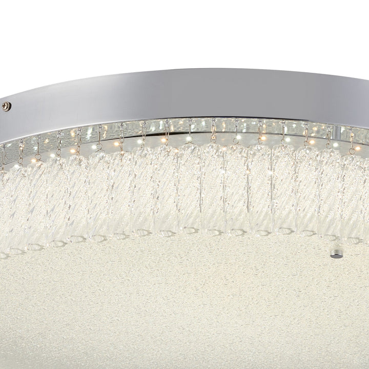 Diyas IL80057 Aiden 60cm Round Flush Ceiling 40W LED Remote Control Polished Chrome/Glass