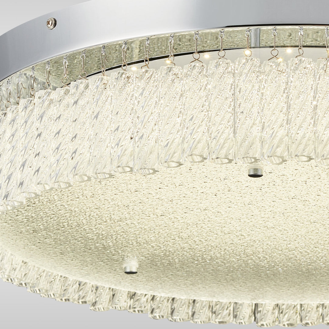 Diyas IL80057 Aiden 60cm Round Flush Ceiling 40W LED Remote Control Polished Chrome/Glass