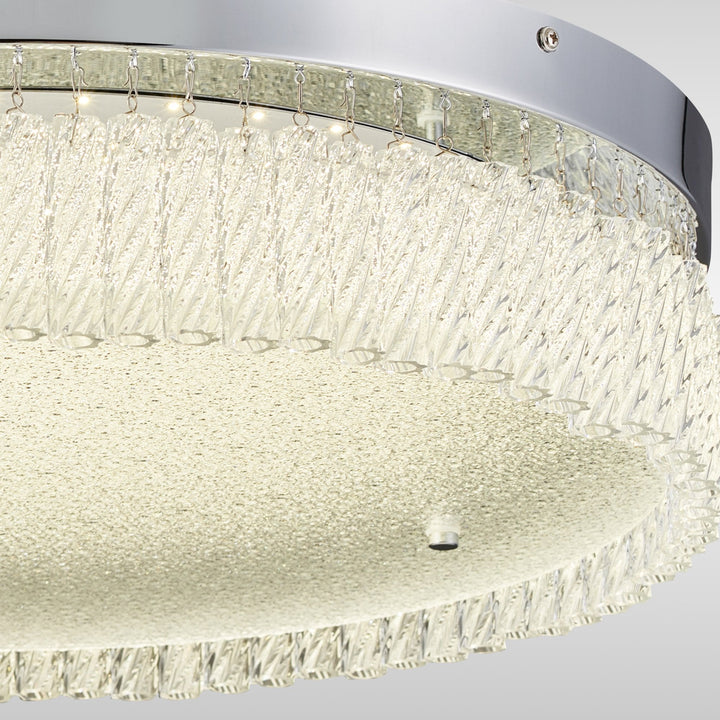 Diyas IL80057 Aiden 60cm Round Flush Ceiling 40W LED Remote Control Polished Chrome/Glass