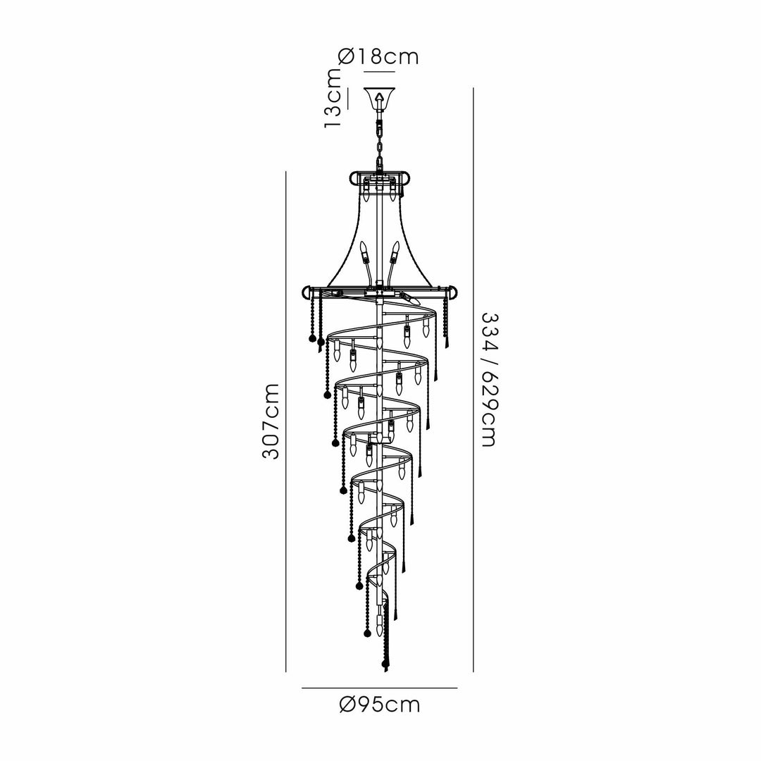 Diyas IL32118 Alexandra Pendant 7 Layer Spiral 63 Light E14 Gold/Crystal