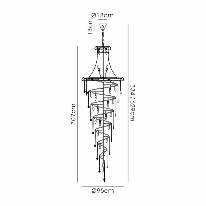 Diyas IL32118 Alexandra Pendant 7 Layer Spiral 63 Light E14 Gold/Crystal