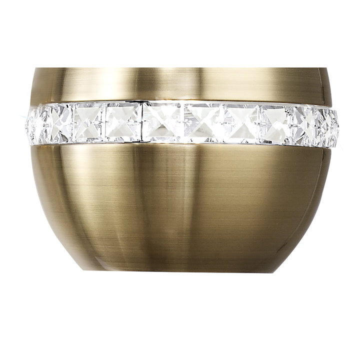 Diyas IL32841 Andrea Pendant 3 Light E27 Linear Antique Brass/Crystal