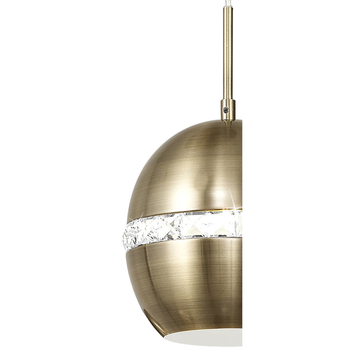 Diyas IL32842 Andrea Pendant 3 Light E27 Round Antique Brass/Crystal