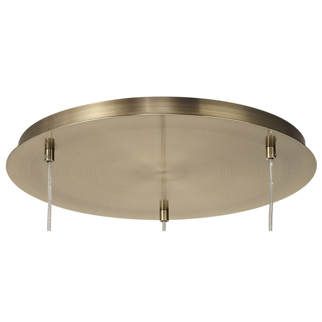 Diyas IL32842 Andrea Pendant 3 Light E27 Round Antique Brass/Crystal