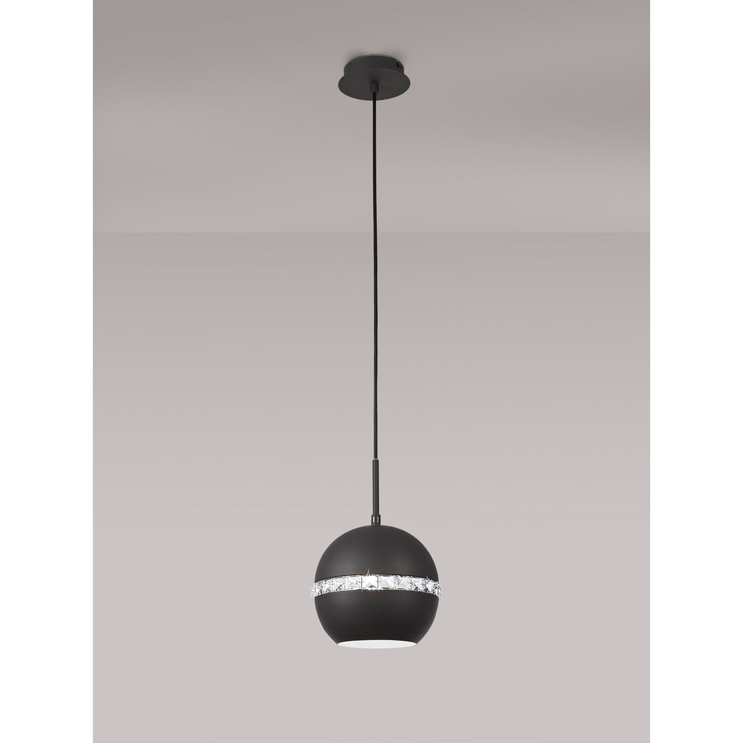 Diyas IL32843 Andrea Single Pendant 1 Light E27 Graphite/Crystal