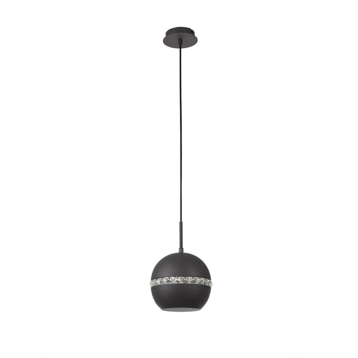 Diyas IL32843 Andrea Single Pendant 1 Light E27 Graphite/Crystal