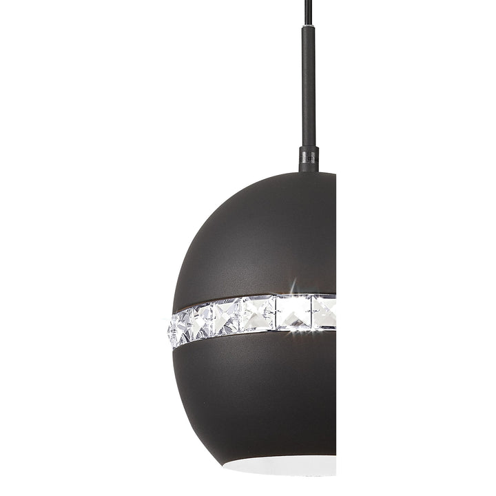 Diyas IL32843 Andrea Single Pendant 1 Light E27 Graphite/Crystal